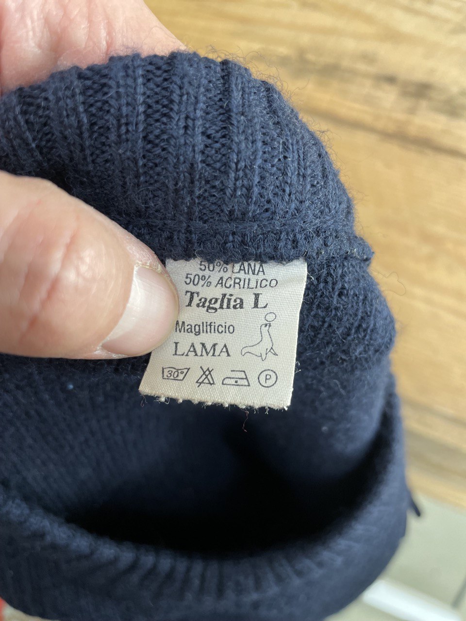 Italian armeijan villapaita vahvikkeilla, pyörökaulus, sininen, Large