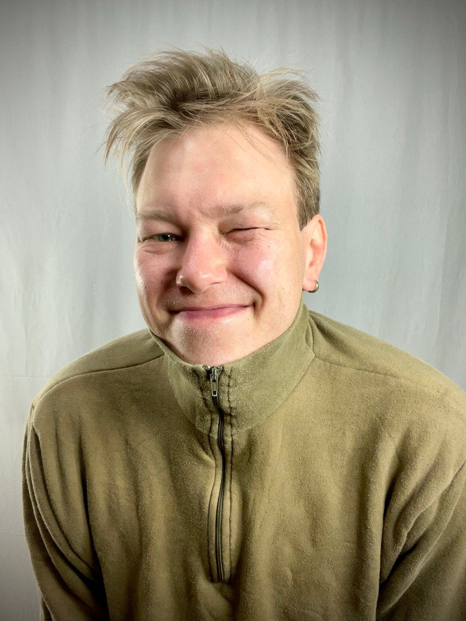 Hollannin armeijan puuvillafroteepaita vetoketjulla, vihreänruskea, ylijäämä