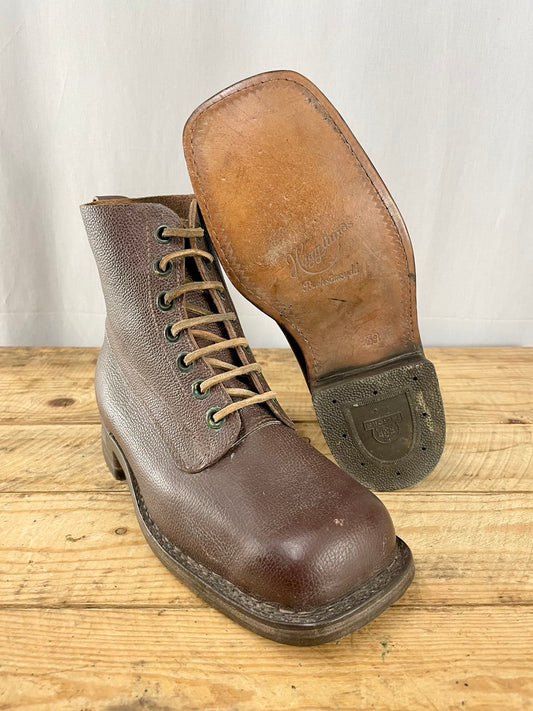 Ruotsin armeijan nahkavarsikengät, ruskeat nahkapohjilla, koko 39, ylijäämä