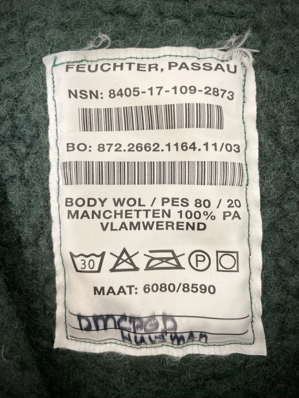 Hollannin armeijan väliasun takki, "nalletakki", villaa, ylijäämä