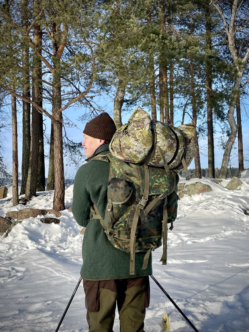 Bundeswehrin taistelijan rinkka, Flecktarn, 65-litrainen, ylijäämä