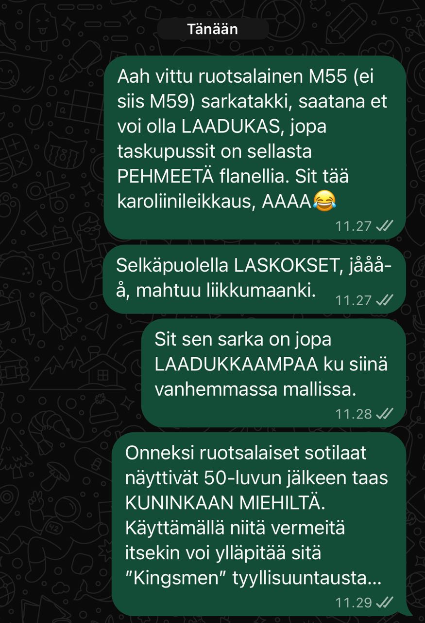 Ruotsin armeijan M55 sarkatakki, ylijäämä