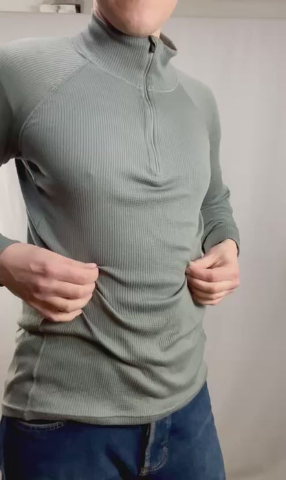 Hollannin armeijan tekninen poolopaita vetoketjulla, harmaa, ylijäämä